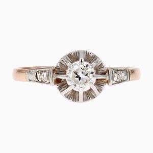 20th Century 18 Karat Rose Gold Solitaire Ring with Diamond