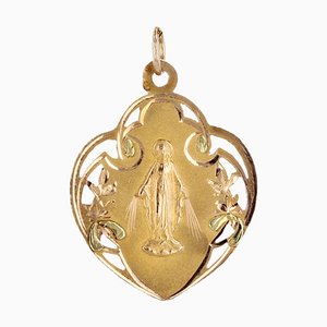 French 18 Karat Rose Gold Polylobed Virgin Mary Miraculous Medal, 1890s