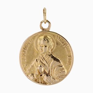 Pendentif Médaille de Sainte Bernadette en Or Jaune 18 Carats, 20ème Siècle