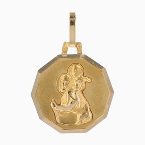 Pendentif Médaille de Saint Christophe en Or Jaune 18 Carats, France, 20ème Siècle