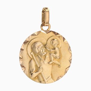 French 18 Karat Yellow Gold Saint Christopher Medal Pendant, 1960s