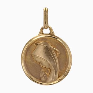 Colgante con medalla de la Virgen María francesa en oro amarillo de 18 kt, años 70