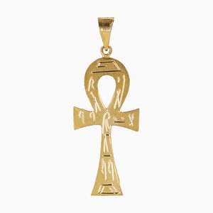 Colgante de cruz egipcia moderna de oro amarillo de 18 kt