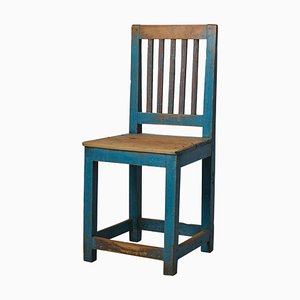 Antiker nordschwedischer blauer Country Chair