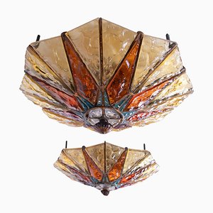 Plafonnier Brutaliste Starburst en Verre, 1960s