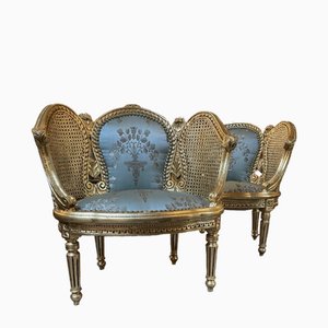 Sedie Luigi XV in legno dorato, set di 2
