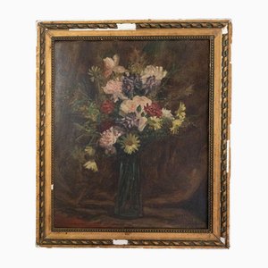 Marcel Caud, Bouquet de Fleurs Nature Morte, Début du 20e Siècle, Huile sur Toile, Encadrée