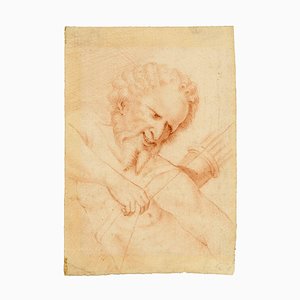 Satyr Archer, 17th Century, Original Red Chalk Drawing