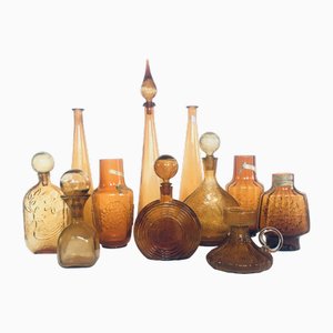 Vases et Carafes en Verre Ambré, 1960s, Set de 11