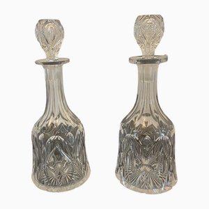 Antique Victorian Cut Glass Decanters, 1850, Set of 2