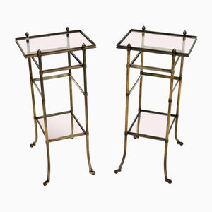 Vintage French Brass Side Tables, 1960, Set of 2