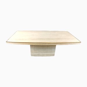 Travertine and Brass Dining Table by Jean Charles, 1970s