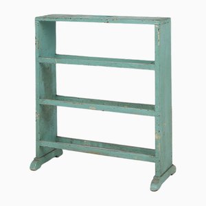 Small Industrial Mint-Colored Rack or Bookcase with 4 Shelves, Belgium, 1920s