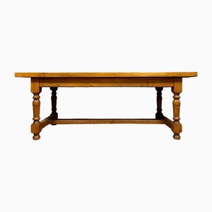 Large Mid-Century Louis XIII Style Farmhouse or Refectory Table in Blonde Oak