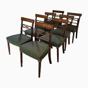 Antique George III Mahogany Inlaid Dining Chairs, 1800, Set of 6