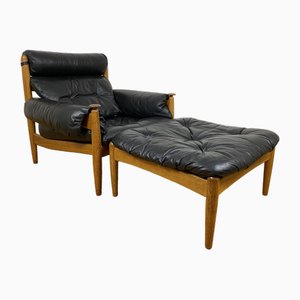 Fauteuil et Repose-pieds Mid-Century par Eric Merthen pour Ire Moebler, 1960s, Set de 2