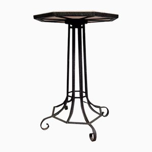 Ceremonial Pedestal Table in Hammered Silver Iron inthe style of Edgar Brandt