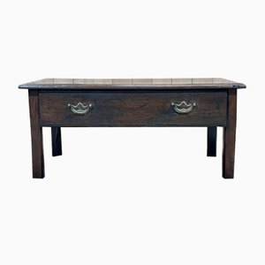 Table Basse en Chêne avec Grand Tiroir, 19ème Siècle