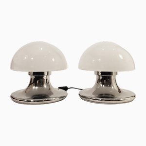 Italian Mushroom Style Table Lamps, 1970s, Set of 2