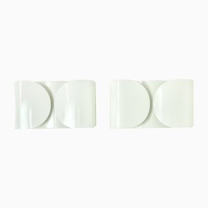 White Foglio Wall Lamps attributed to Tobia & Afra Scarpa for Flos, 1960s, Set of 2