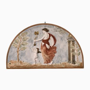 Hand Painted Plaster Bas-Relief Wall Decoration with Mythological Figure, 1970s