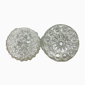 Portuguese Clear Bubble Glass Ceiling or Wall Lamps in style of Helena Tynell, 1960s, Set of 2