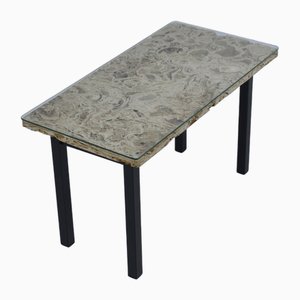 Vintage Travertine and Glass Coffee Table