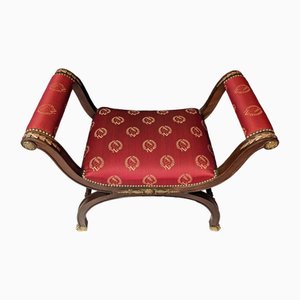 Empire Hocker in Curule Form aus Mahagoni