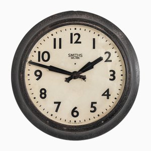 Grande Horloge Industrielle Smiths Sectric Noire, 1930s