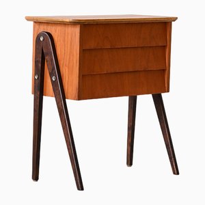 Teak Bedside Table with 3 Drawers, 1960s