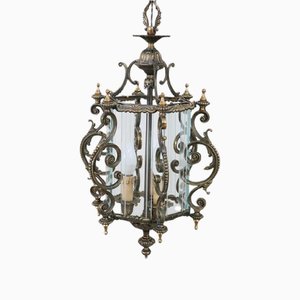 Vintage Bronze and Glass Lantern, 1980s