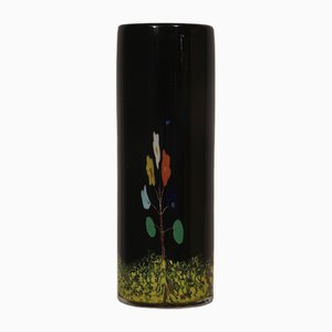 Round Black Murano Art Glass Vase from Vivarini, 1990