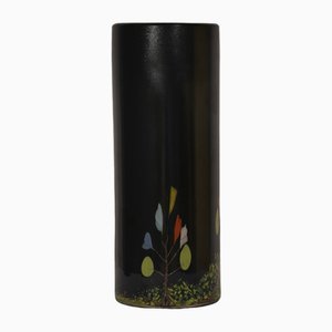 Round Black Murano Art Glass Vase from Vivarini, 1990