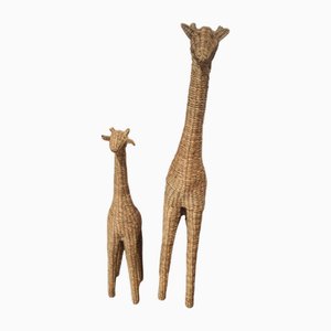 Giraffen Skulpturen aus Korbgeflecht, 1990er, 2er Set