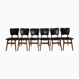 Skaileder Black Dining Chairs, 1960s, Set of 6