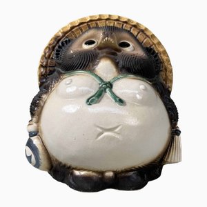 Statua Mid-Century Tanuki 狸 Shigaraki in ceramica, Giappone, anni '80