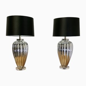 Tischlampen aus versilbertem Glas, 1960er, 2er Set