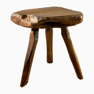 Modernist French Brutalist Tripod Stool, 1950s