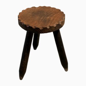 Modernist French Brutalist Tripod Stool, 1950s