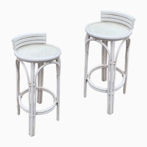 Tabourets de Bar Vintage en Bambou, Set de 2