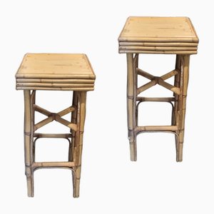 Vintage Spanish Bamboo Bar Stools, Set of 2