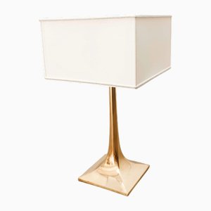 Square Brass Lamp with Lampshade