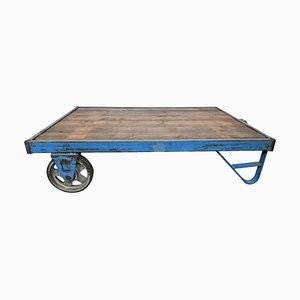 Large Industrial Blue Coffee Table Cart, 1960s