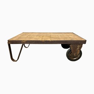 Industrial Yellow Coffee Table Cart