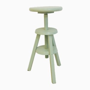 Tabouret Pivotant Ajustable Aquamarine en Bois, France, 1970s