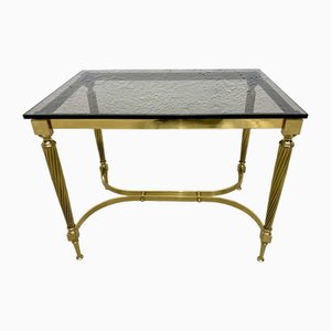 Empire Smoked Glass Table in Brass