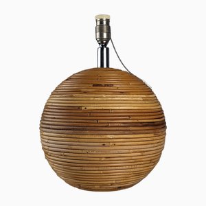 Sphere Rattan Tischlampe, 1970er