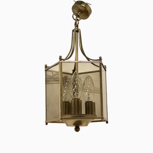 Art Deco Brass and Glass Lanterns, 1960s, Set of 2