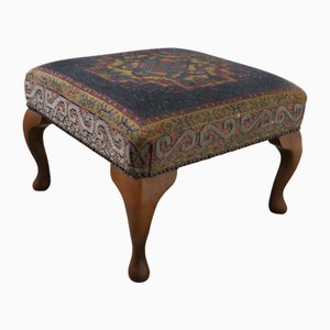 Point Embroidered Tapestry Upholstered Stool, 1960s