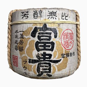 Expositor de barril de sake vintage grande, Japón, años 50